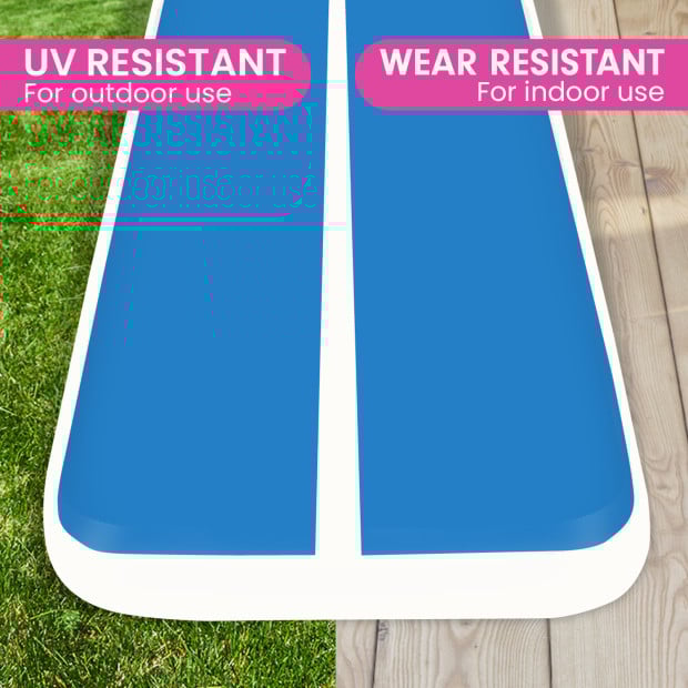 Powertrain 4m x 2m Air Track Gymnastics Mat Tumbling Exercise - Blue White Image 7