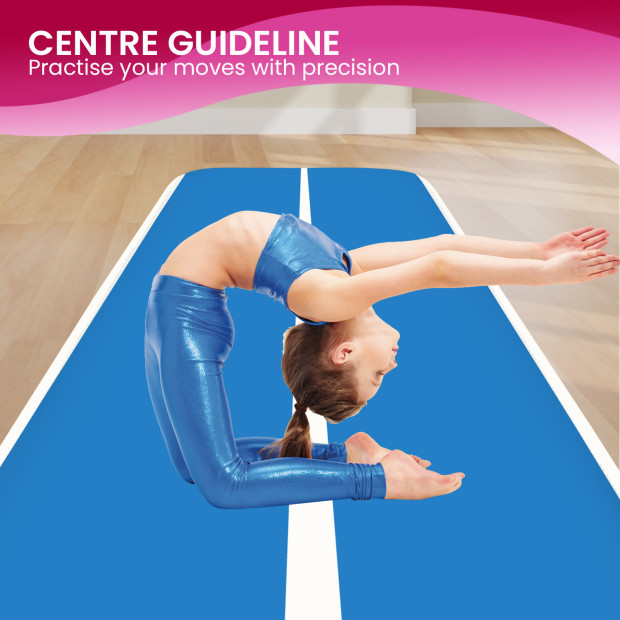 Powertrain 4m x 2m Air Track Gymnastics Mat Tumbling Exercise - Blue White Image 8