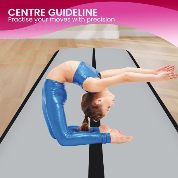 Powertrain 4m x 2m Air Track Gymnastics Mat Tumbling Exercise - Grey Black Image 10