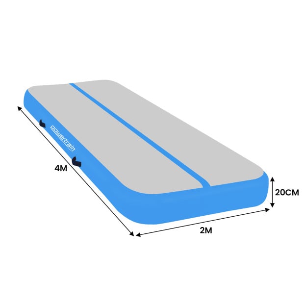 Powertrain 4m x 2m Air Track Gymnastics Mat Tumbling Exercise - Grey Blue Image 2