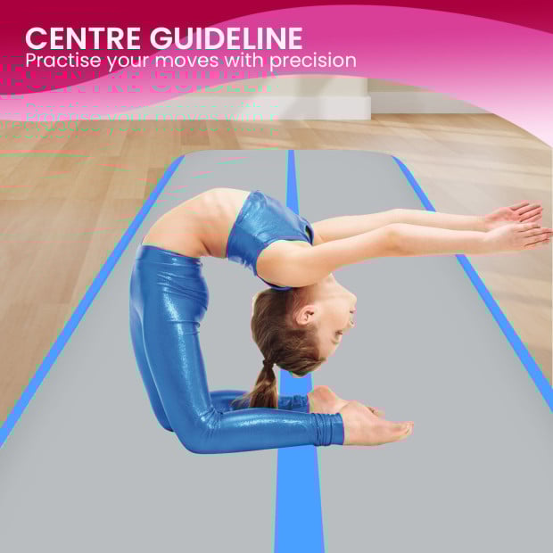 Powertrain 4m x 2m Air Track Gymnastics Mat Tumbling Exercise - Grey Blue Image 9