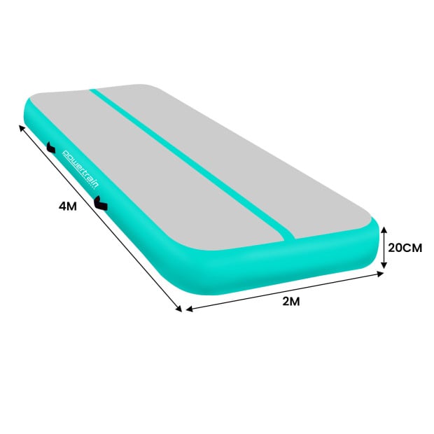 Powertrain 4m x 2m Air Track Gymnastics Mat Tumbling Exercise - Grey Green Image 2