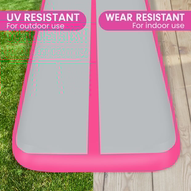 Powertrain 4m x 2m Air Track Gymnastics Mat Tumbling Exercise - Grey Pink Image 6