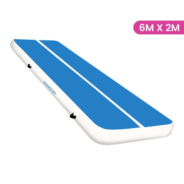 Powertrain 6m x 2m x 20cm Air Track Gymnastics Mat Tumbling Exercise - Blue White Image 7
