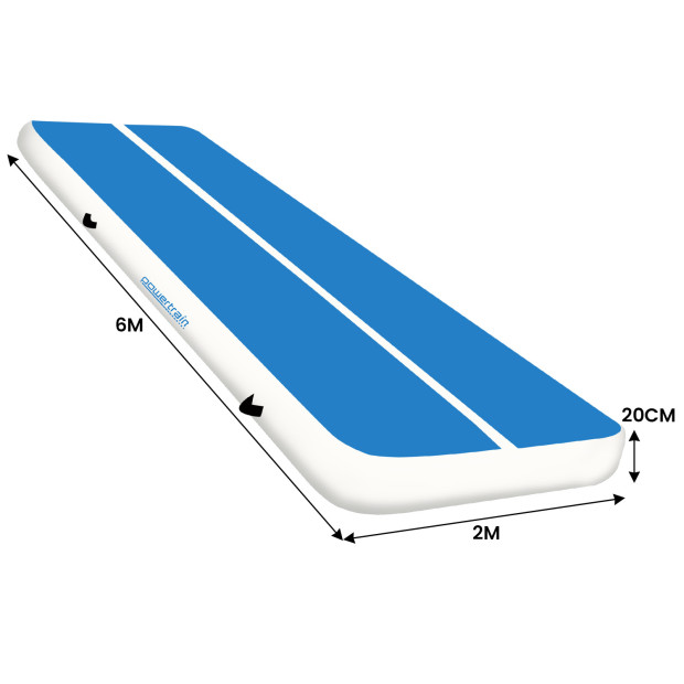 Powertrain 6m x 2m x 20cm Air Track Gymnastics Mat Tumbling Exercise - Blue White Image 5