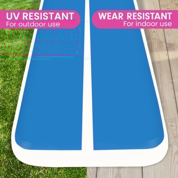 Powertrain 6m x 2m x 20cm Air Track Gymnastics Mat Tumbling Exercise - Blue White Image 11