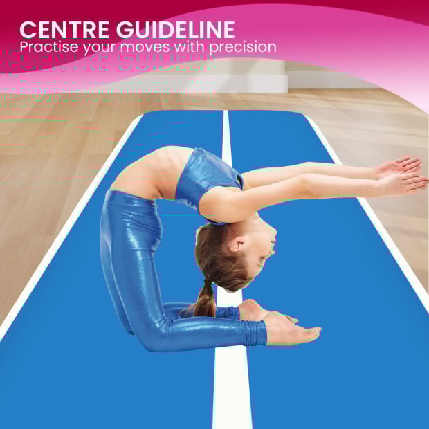 Powertrain 6m x 2m x 20cm Air Track Gymnastics Mat Tumbling Exercise - Blue White Image 12