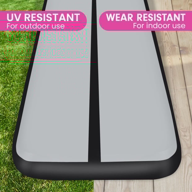 Powertrain 6m x 2m x 20cm  Air Track Gymnastics Mat Tumbling Exercise - Grey Black Image 3