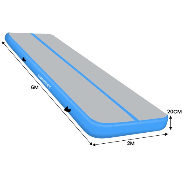 Powertrain 6m x 2m x 20cm Air Track Gymnastics Mat Tumbling Exercise - Grey Blue Image 6