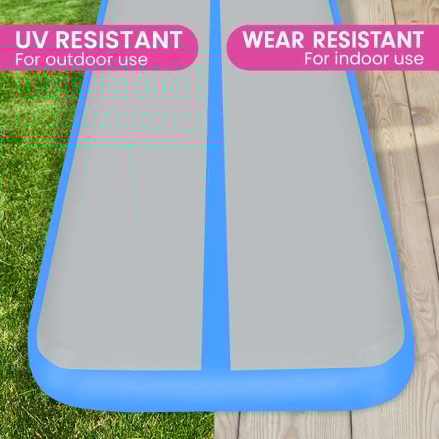 Powertrain 6m x 2m x 20cm Air Track Gymnastics Mat Tumbling Exercise - Grey Blue Image 10