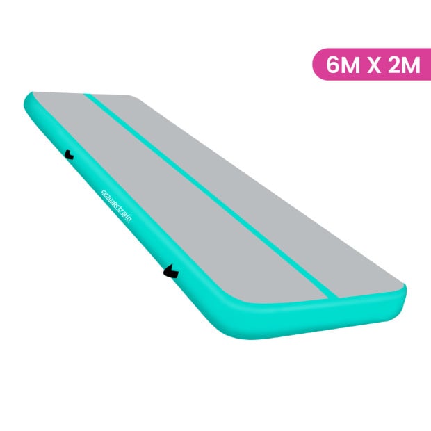 Powertrain 6m x 2m x 20cm Air Track Gymnastics Mat Tumbling Exercise - Grey Green Image 12