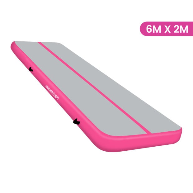 Powertrain 6m x 2m x 20cm Air Track Gymnastics Mat Tumbling Exercise - Grey Pink Image 12