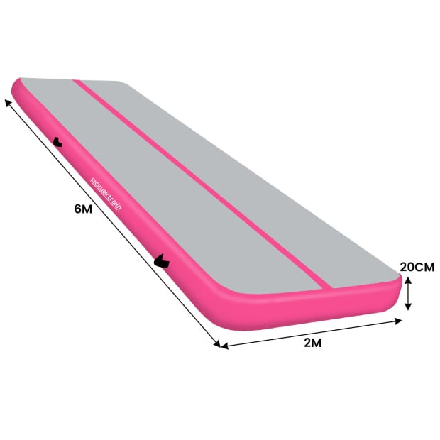 Powertrain 6m x 2m x 20cm Air Track Gymnastics Mat Tumbling Exercise - Grey Pink Image 4