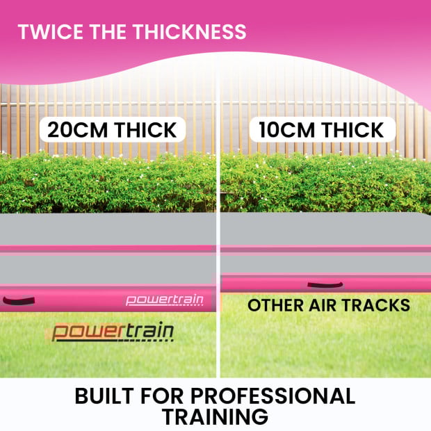 Powertrain 6m x 2m x 20cm Air Track Gymnastics Mat Tumbling Exercise - Grey Pink Image 9