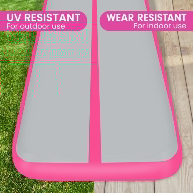 Powertrain 6m x 2m x 20cm Air Track Gymnastics Mat Tumbling Exercise - Grey Pink Image 5