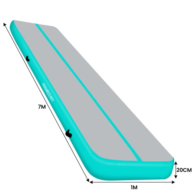 Powertrain 7m x 1m x 20cm Air Track Inflatable Gymnastics Mat Tumbling - Grey Green Image 5