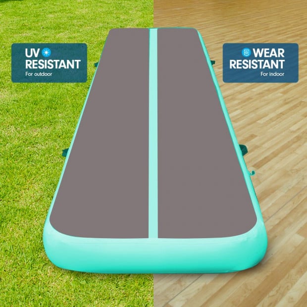 7m x 1m Air Track Inflatable Gymnastics Mat Tumbling - Grey Green Image 6
