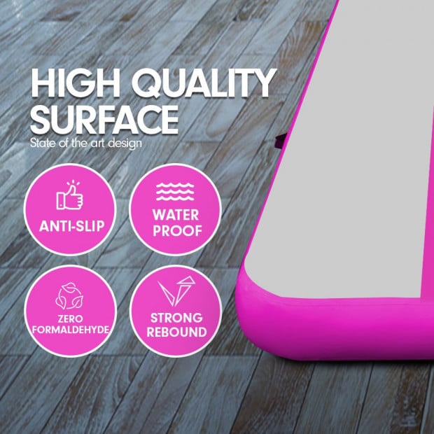 7m x 1m Air Track Inflatable Gymnastics Mat Tumbling - Grey Pink Image 4