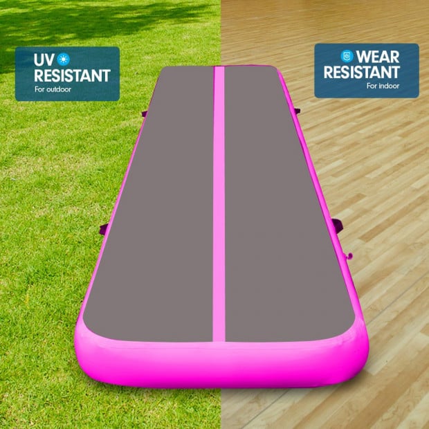 7m x 1m Air Track Inflatable Gymnastics Mat Tumbling - Grey Pink Image 8