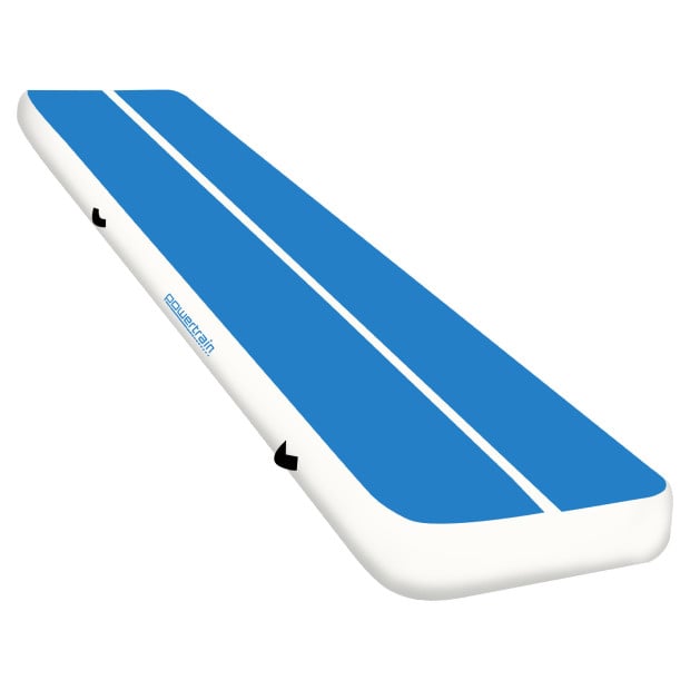 Powertrain 8m x 1m x 20cm Air Track Inflatable Tumbling Gymnastics Exercise Mat - Blue White Image 4