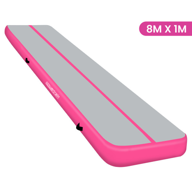 Powertrain 8m x 1m x 20cm Air Track Inflatable Gymnastics Mat Tumbling - Grey Pink Image 7
