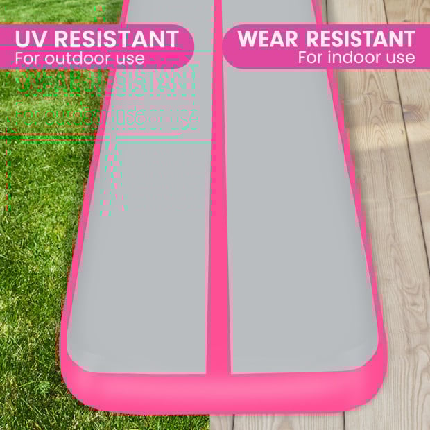 Powertrain 8m x 1m x 20cm Air Track Inflatable Gymnastics Mat Tumbling - Grey Pink Image 11