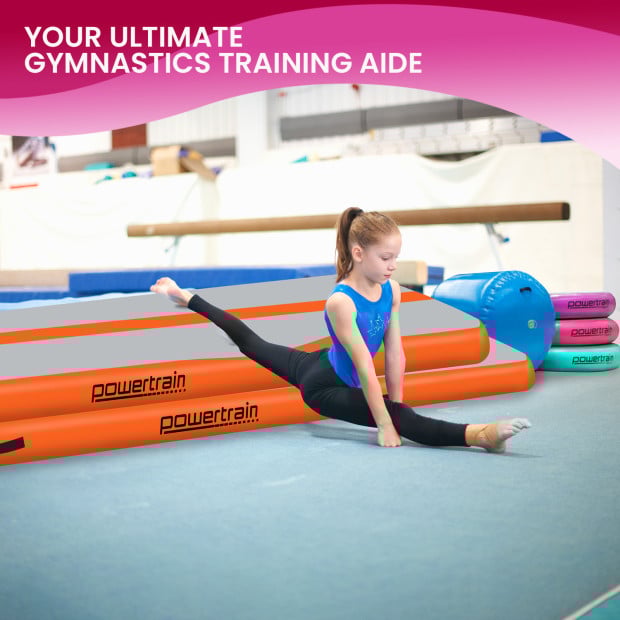 Powertrain 4m x 1m Air Track Inflatable Gymnastics Tumbling Mat - Orange Image 9