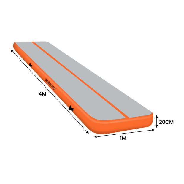 Powertrain 4m x 1m Air Track Inflatable Gymnastics Tumbling Mat - Orange Image 2