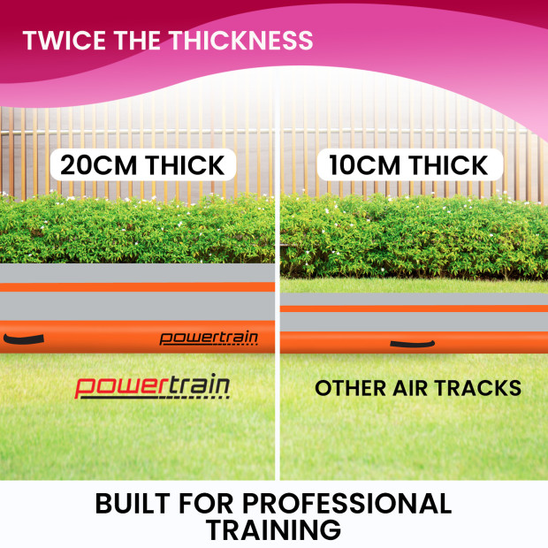 Powertrain 4m x 1m Air Track Inflatable Gymnastics Tumbling Mat - Orange Image 5