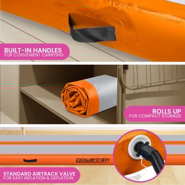 Powertrain 4m x 1m Air Track Inflatable Gymnastics Tumbling Mat - Orange Image 6