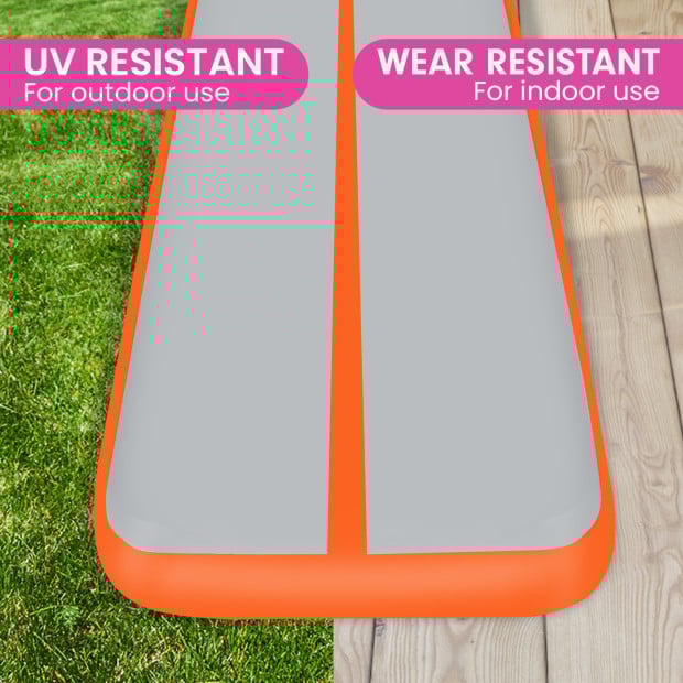 Powertrain 4m x 1m Air Track Inflatable Gymnastics Tumbling Mat - Orange Image 7