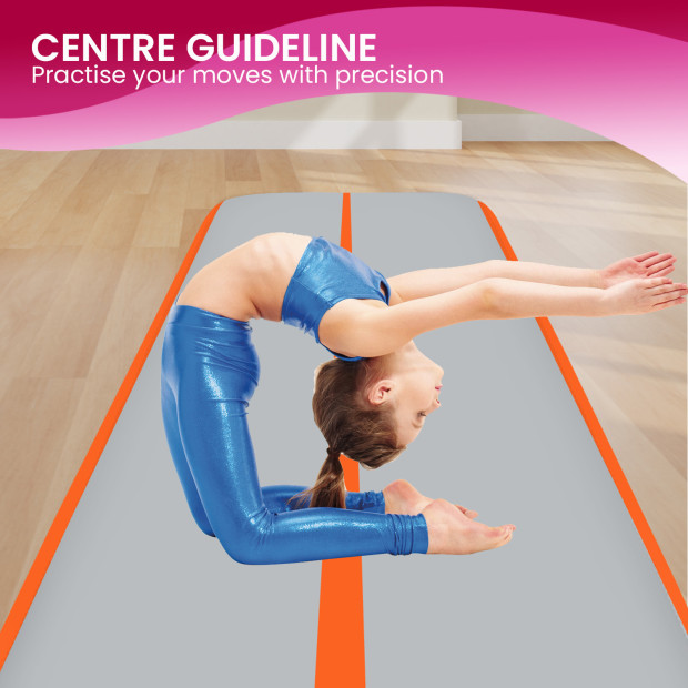 Powertrain 4m x 1m Air Track Inflatable Gymnastics Tumbling Mat - Orange Image 8