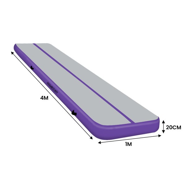 Powertrain 4m x 1m Air Track Inflatable Tumbling Mat Gymnastics - Purple Grey Image 3