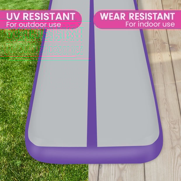 Powertrain 4m x 1m Air Track Inflatable Tumbling Mat Gymnastics - Purple Grey Image 6