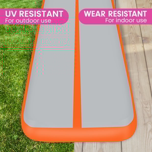 Powertrain 5m x 1m Air Track Inflatable Tumbling Mat Gymnastics - Orange Grey Image 7