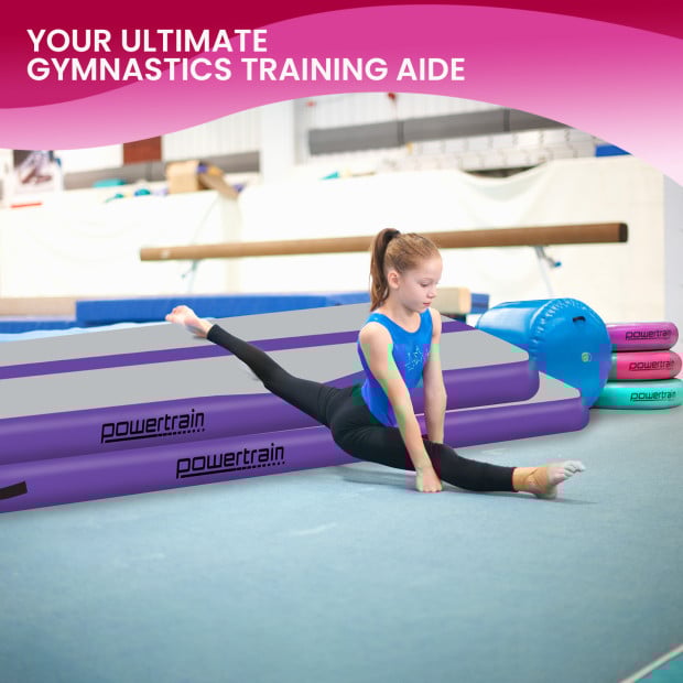 Powertrain 5m x 1m Air Track Inflatable Tumbling Mat Gymnastics - Purple Grey Image 8