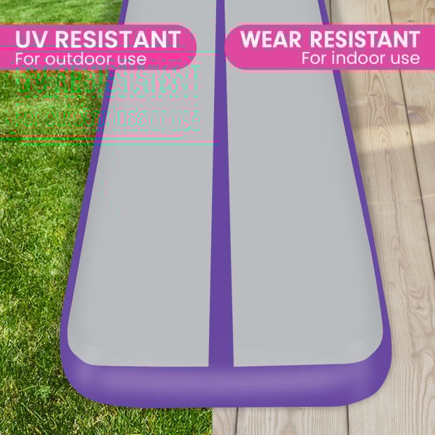 Powertrain 5m x 1m Air Track Inflatable Tumbling Mat Gymnastics - Purple Grey Image 10