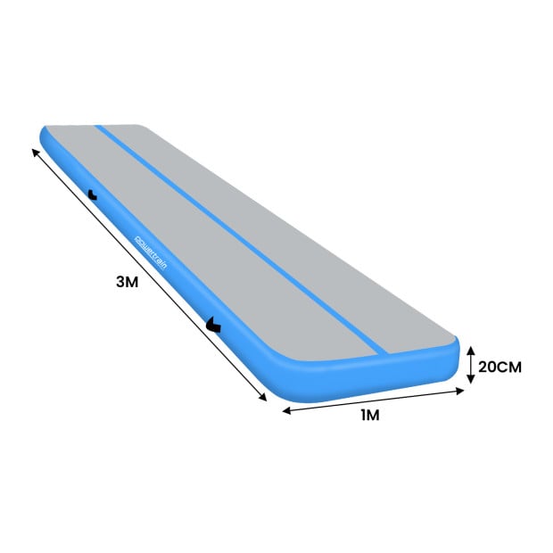 Powertrain 3m x 1m Air Track Inflatable Gymnastics Mat - Blue Image 4