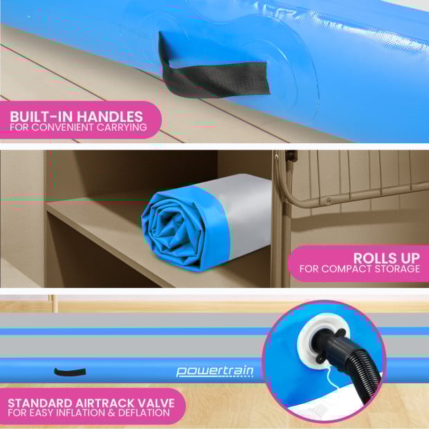 Powertrain 3m x 1m Air Track Inflatable Gymnastics Mat - Blue Image 7