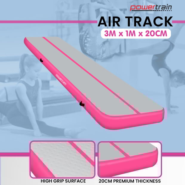Powertrain 3m Air Track Inflatable Gymnastics Tumbling Mat - Pink