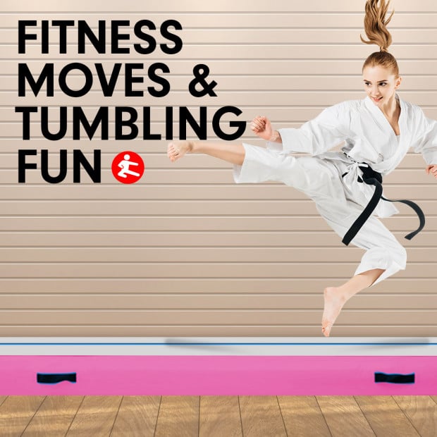 5m x 1m Air Track Inflatable Gymnastics Tumbling Mat - Pink Image 10