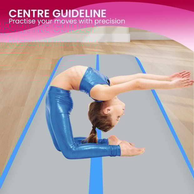 Powertrain 4m x 1m Air Track Inflatable Gymnastics Tumbling Mat - Blue Image 9