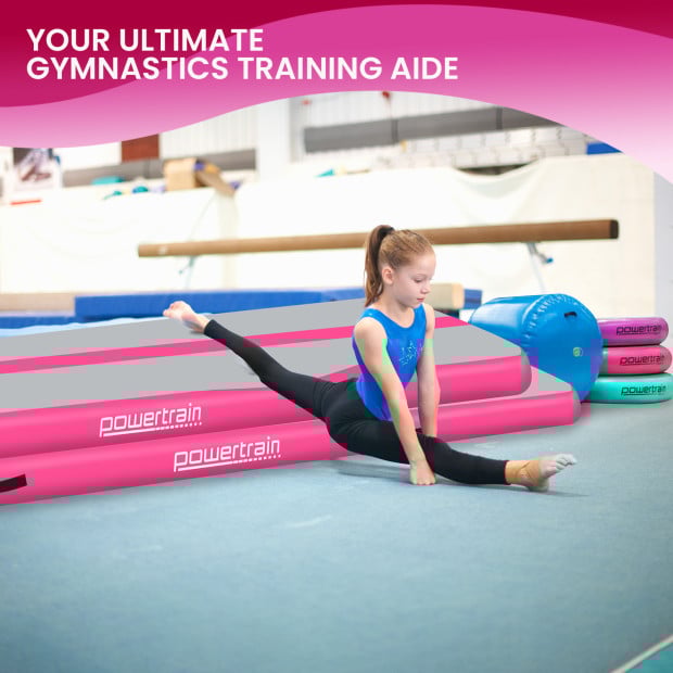 Powertrain 4m x 1m Air Track Inflatable Gymnastics Tumbling Mat - Pink Image 8