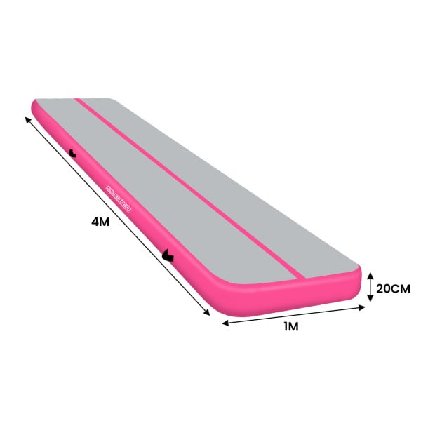 Powertrain 4m x 1m Air Track Inflatable Gymnastics Tumbling Mat - Pink Image 2