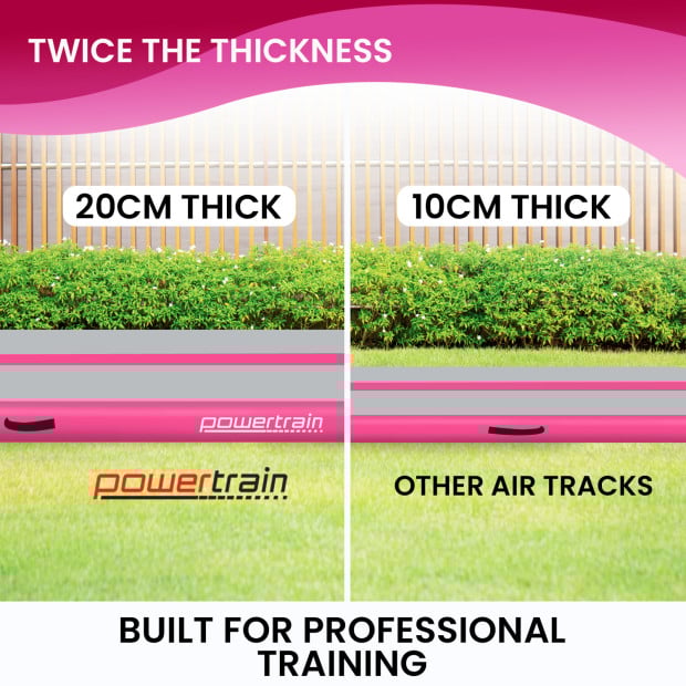 Powertrain 4m x 1m Air Track Inflatable Gymnastics Tumbling Mat - Pink Image 6