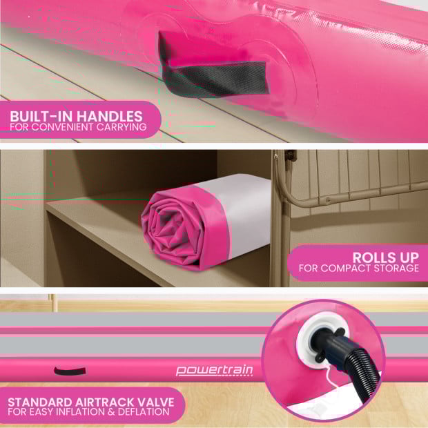 Powertrain 4m x 1m Air Track Inflatable Gymnastics Tumbling Mat - Pink Image 5