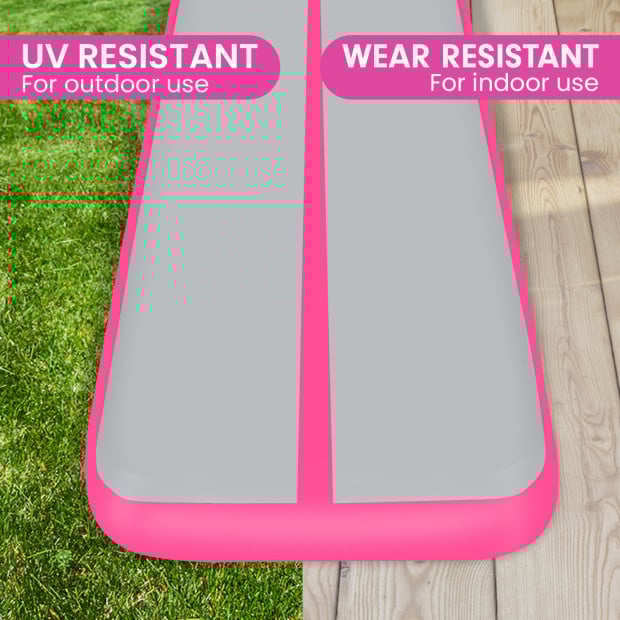 Powertrain 4m x 1m Air Track Inflatable Gymnastics Tumbling Mat - Pink Image 7