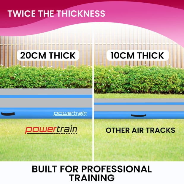 Powertrain 5m x 1m x 20cm Air Track Inflatable Gymnastics Tumbling Mat - Blue Image 4