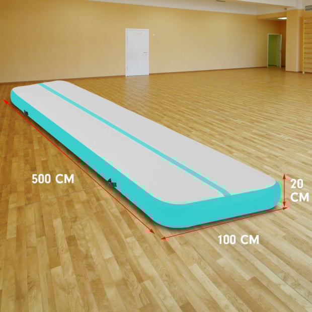 5m x 1m Air Track Inflatable Gymnastics Tumbling Mat - Green Image 5