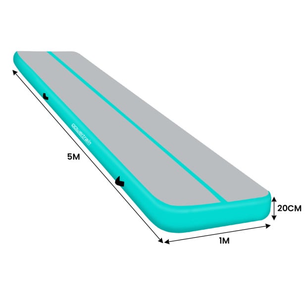 Powertrain 5m x 1m x 20cm Air Track Inflatable Gymnastics Tumbling Mat - Green Image 6